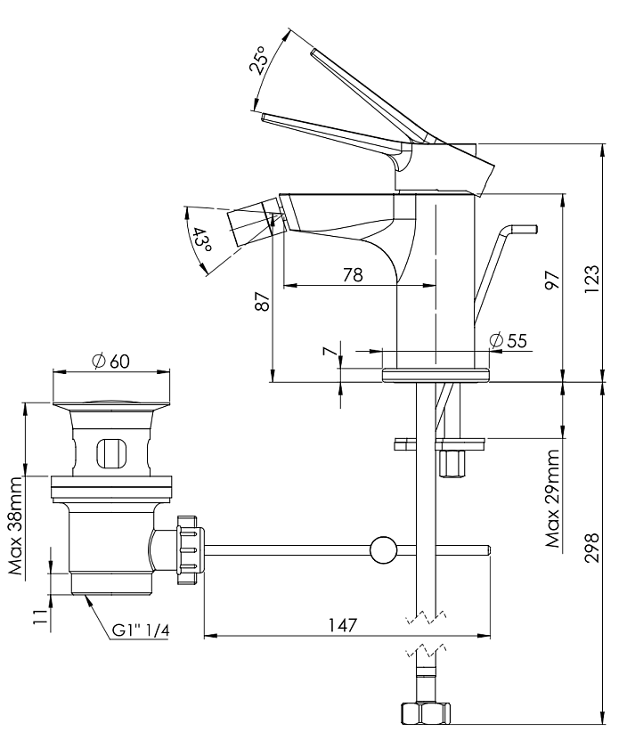 Смеситель для биде Remer Rubinetterie Slash &amp; Dot SL20BO, белый матовый