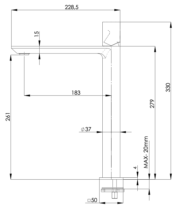 Высокий смеситель для раковины Remer Rubinetterie Edge EG512LXLBG, золото брашированное