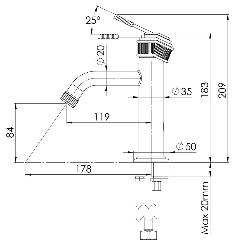 Смеситель для раковины Remer Rubinetterie Atelier AL12BO, белый матовый