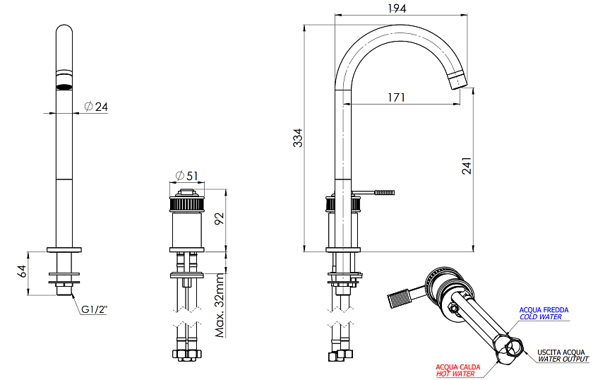 Смеситель для раковины Remer Rubinetterie Atelier AL57LBO, белый матовый