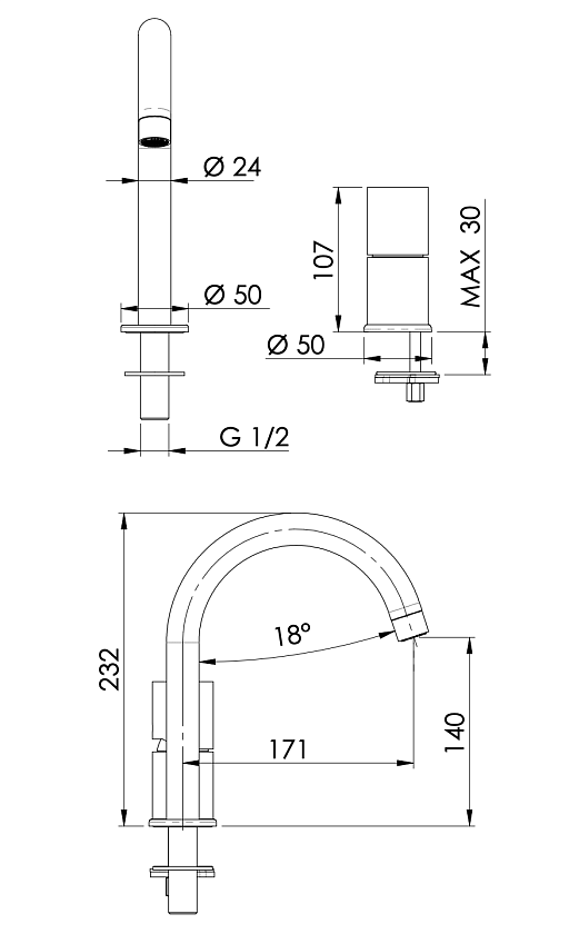 Смеситель для раковины Remer Rubinetterie Edge EG557BG, золото брашированное