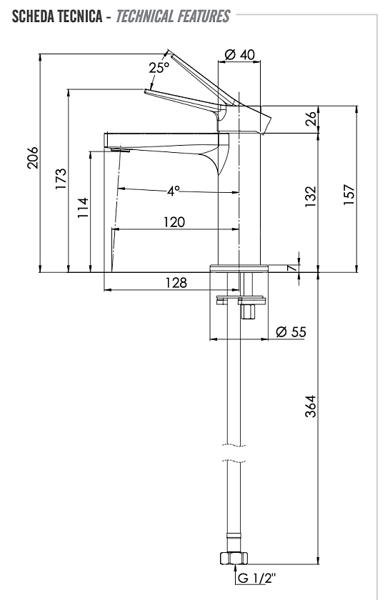 Смеситель для раковины Remer Rubinetterie Slash &amp; Dot SL12BO, белый матовый