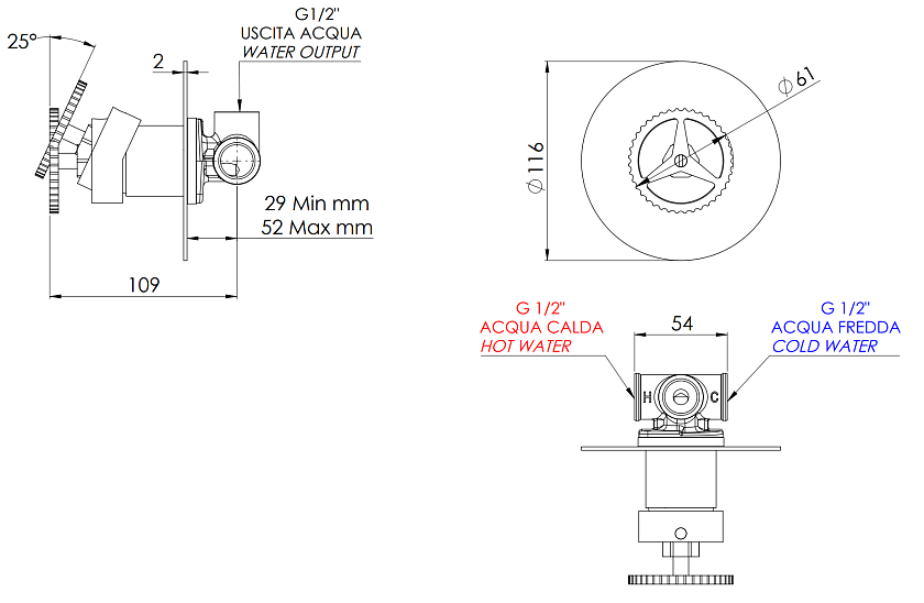 Встраиваемый смеситель для душа Remer Rubinetterie Chrono CH30LBO, белый матовый