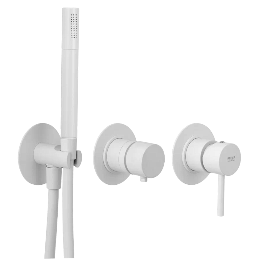 Встраиваемый смеситель для душа Remer Rubinetterie X Style X97D2PBO, белый матовый
