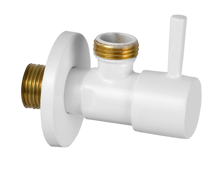Запорный вентиль 1/2*1/2 Remer 128L1212BO белый матовый