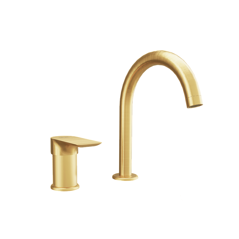 Смеситель для раковины Remer Rubinetterie Infinity I57BG, золото брашированное