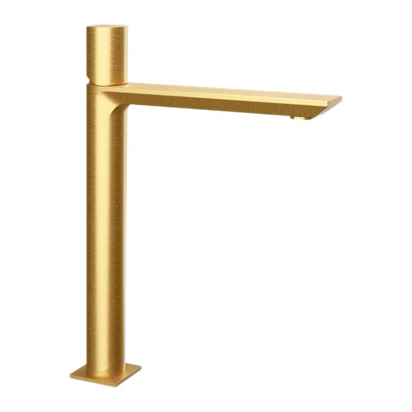 Высокий смеситель для раковины Remer Rubinetterie Edge EG512LXLBG, золото брашированное