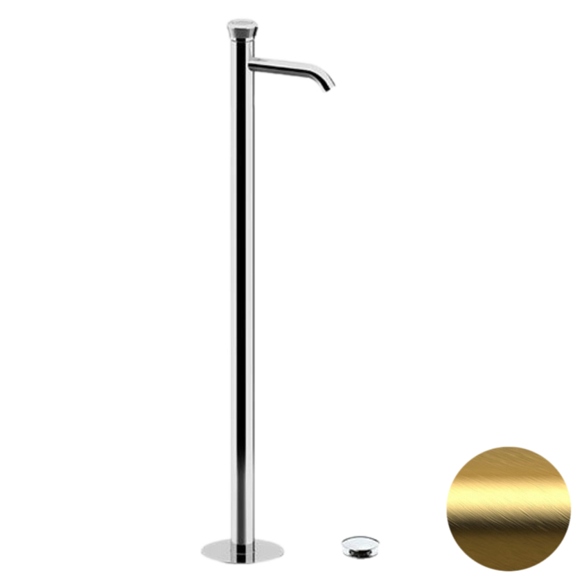 Смеситель для отдельностоящей раковины Remer Rubinetterie Element ET18BG, золото брашированное