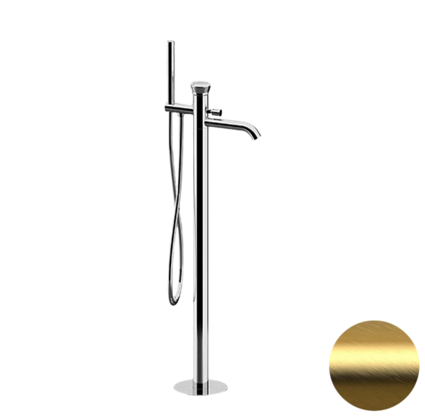 Напольный смеситель для ванны Remer Rubinetterie Element ET08BG, золото брашированное