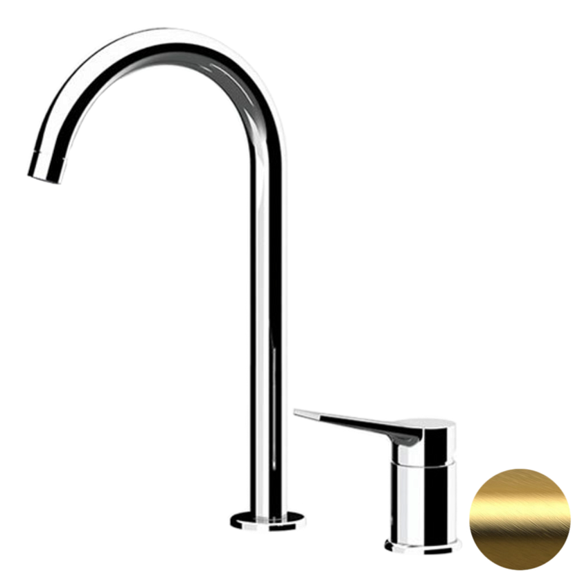 Смеситель для раковины Remer Rubinetterie Slash &amp; Dot SL57LBG, золото брашированное