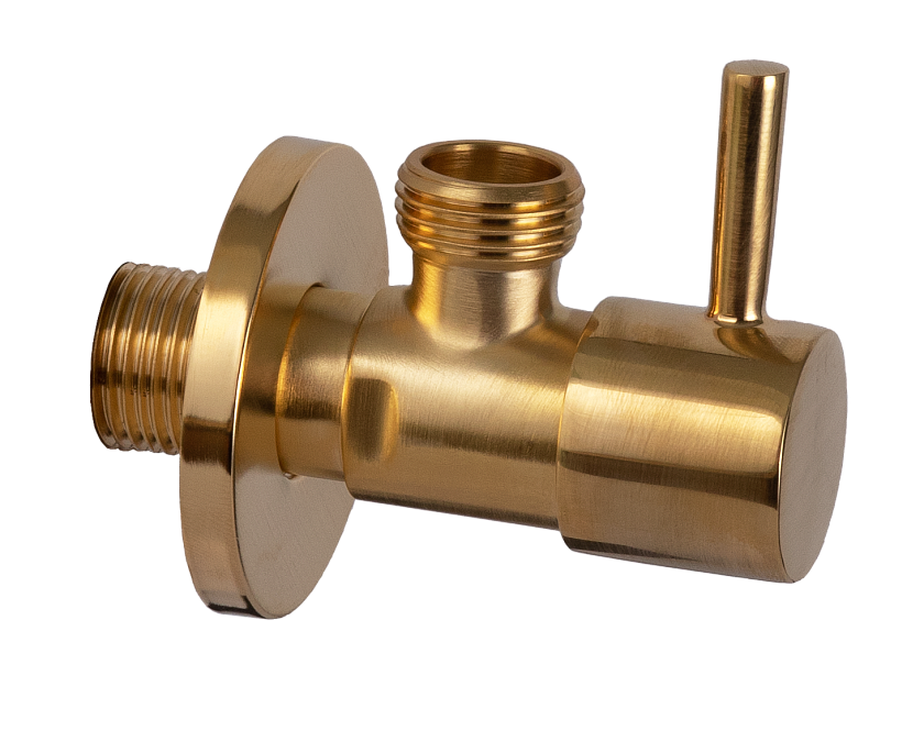 Запорный вентиль 1/2*1/2 Remer 128L1212BG золото брашированное