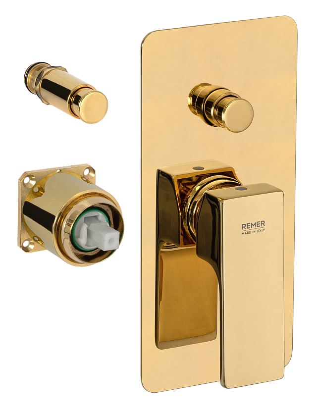 Встраиваемый смеситель для душа Remer Rubinetterie Absolute AU09KBDO, золото глянцевое