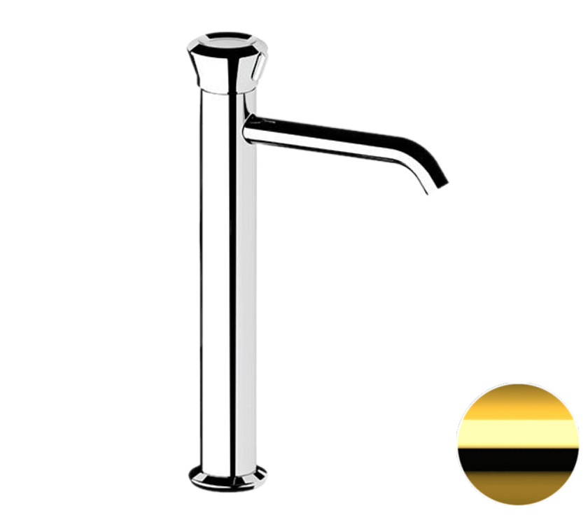 Высокий смеситель для раковины Remer Rubinetterie Element ET11LXLDO, золото глянцевое
