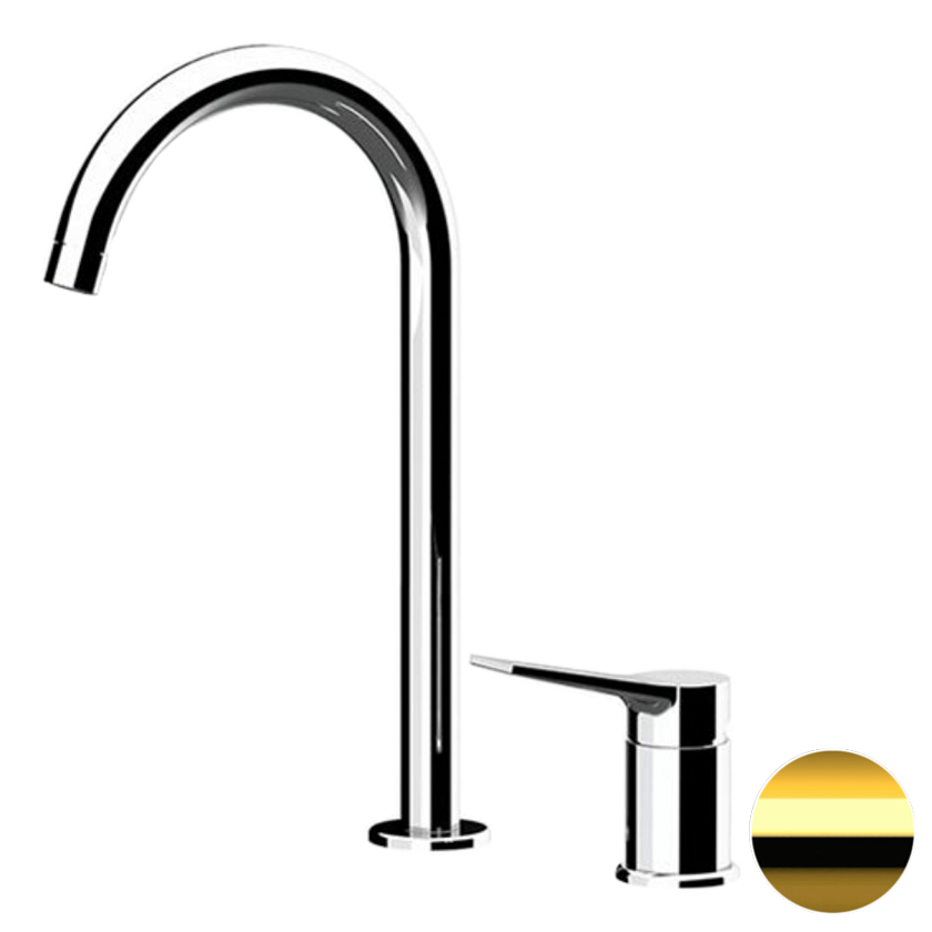 Смеситель для раковины Remer Rubinetterie Slash &amp; Dot SL57LDO, золото глянцевое