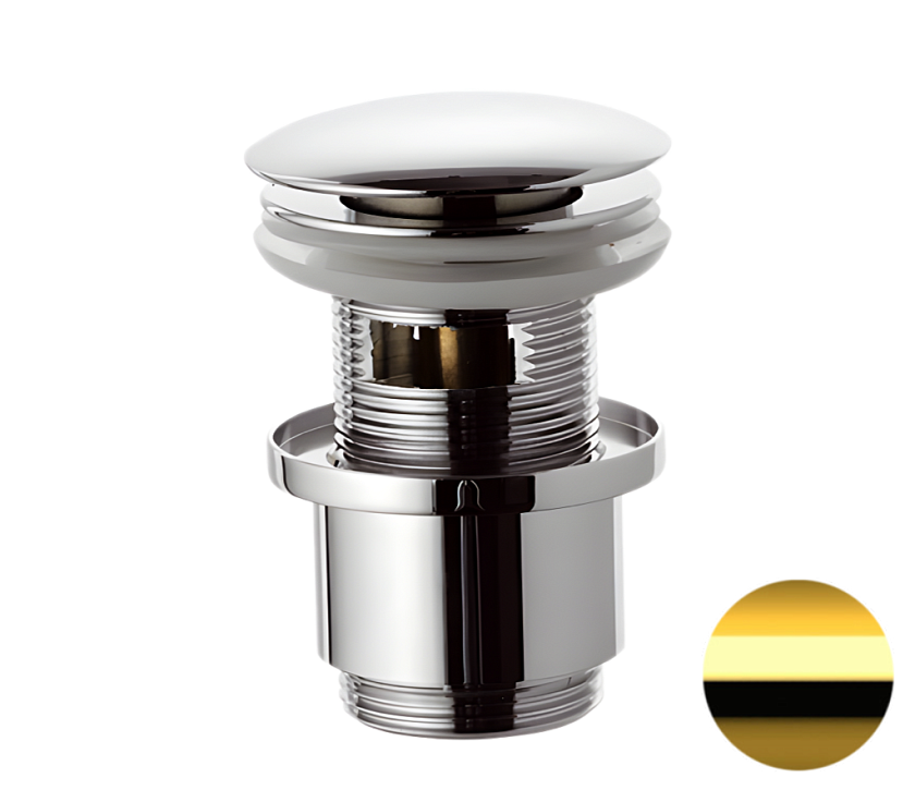 Донный клапан с переливом 1”1/4 Remer 905CC2114DO золото глянцевое