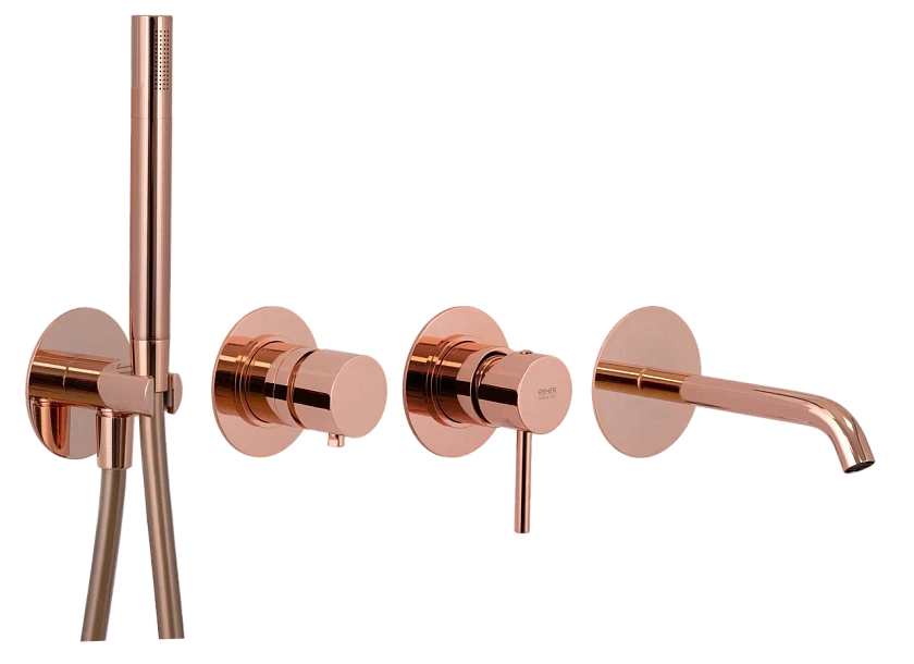 Встраиваемый смеситель для ванны Remer Rubinetterie X Style X96S03ROXXRL, медь глянцевая