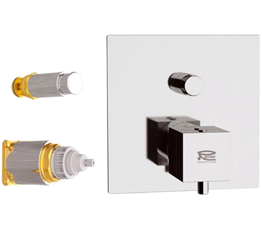 Встраиваемый термостатический смеситель для душа Remer Rubinetterie Q-Elegance QT09KB, хром