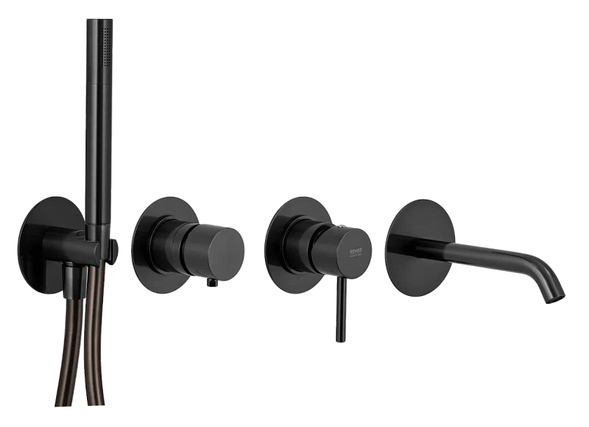 Встраиваемый смеситель для ванны Remer Rubinetterie X Style X96S03ROXXCFP, черный брашированный хром