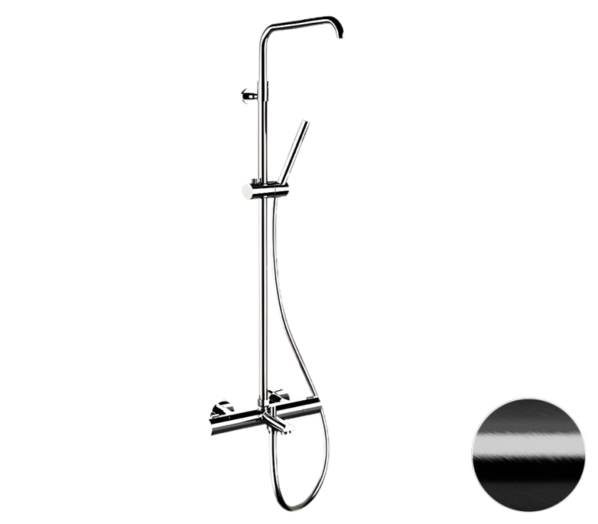 Душевая система термостатическая с изливом Remer Elegance EQ34A7MMSSOFCFP черный брашированный хром