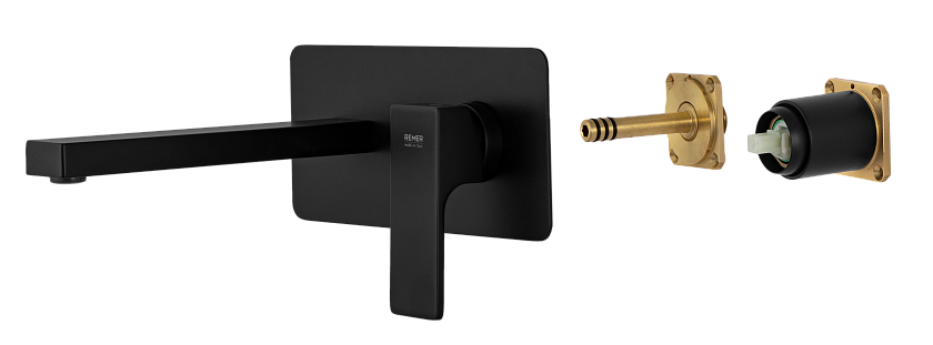 Встраиваемый смеситель для раковины Remer Rubinetterie Absolute AU15KBNO, черный матовый