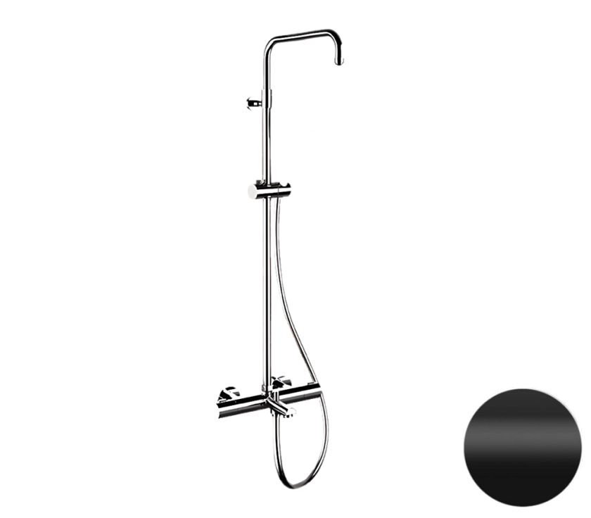 Душевая система термостатическая с изливом Remer Elegance EQ34ASSDNO черный матовый