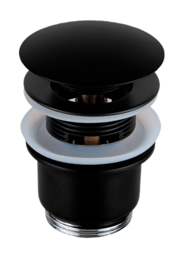 Донный клапан с переливом 1”1/4 Remer 905CC2114NO черный матовый