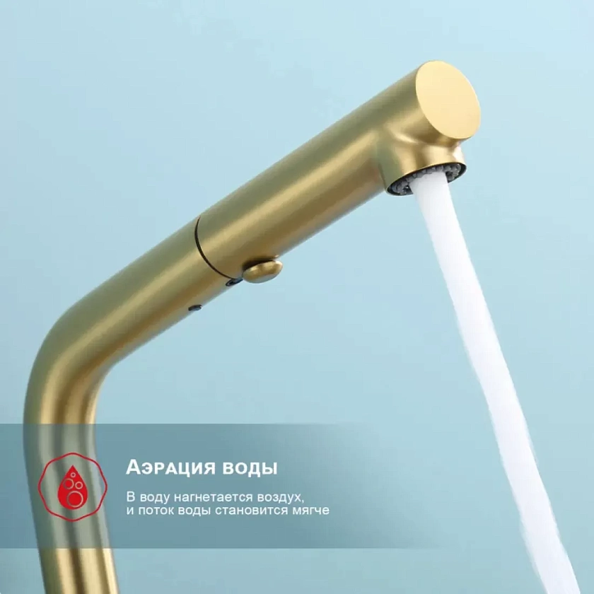 Кухонный смеситель Raglo R86.49 R86.49.03, сатин золотой