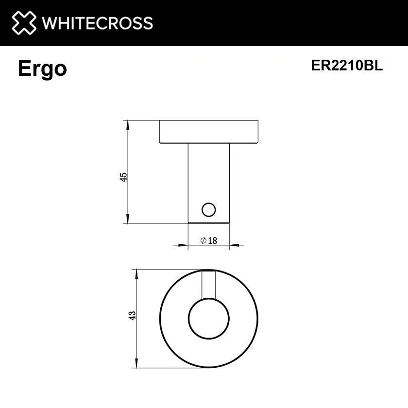 Крючок для полотенец WHITECROSS Ergo, черный мат, ER2210BL