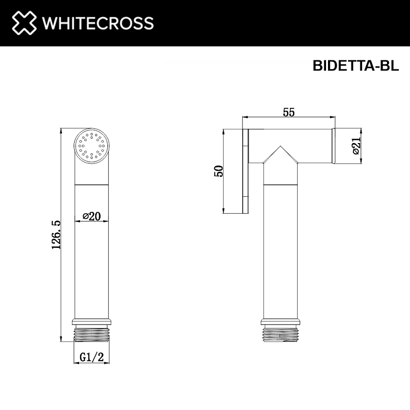 Лейка для биде WHITECROSS, черный матовый, BIDETTA-BL