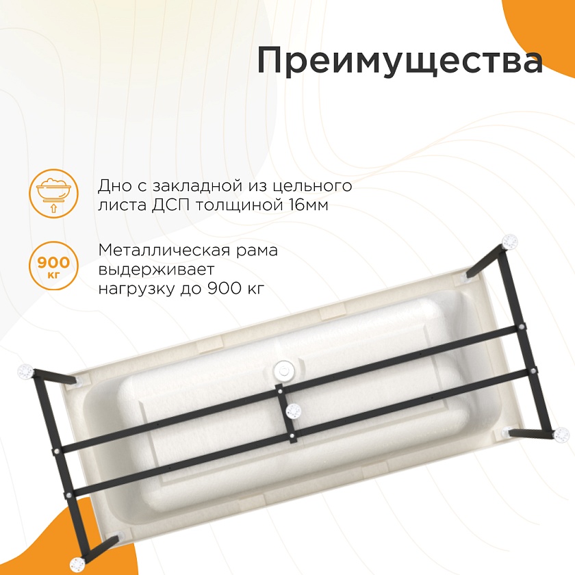 Ванна Radomir Патрисия 170x70 1-01-0-0-1-331Ч, белый