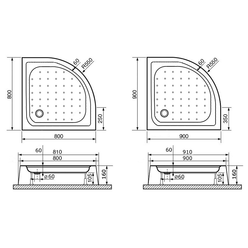 Душевой поддон RGW Acryl 16180488-41, 80x80
