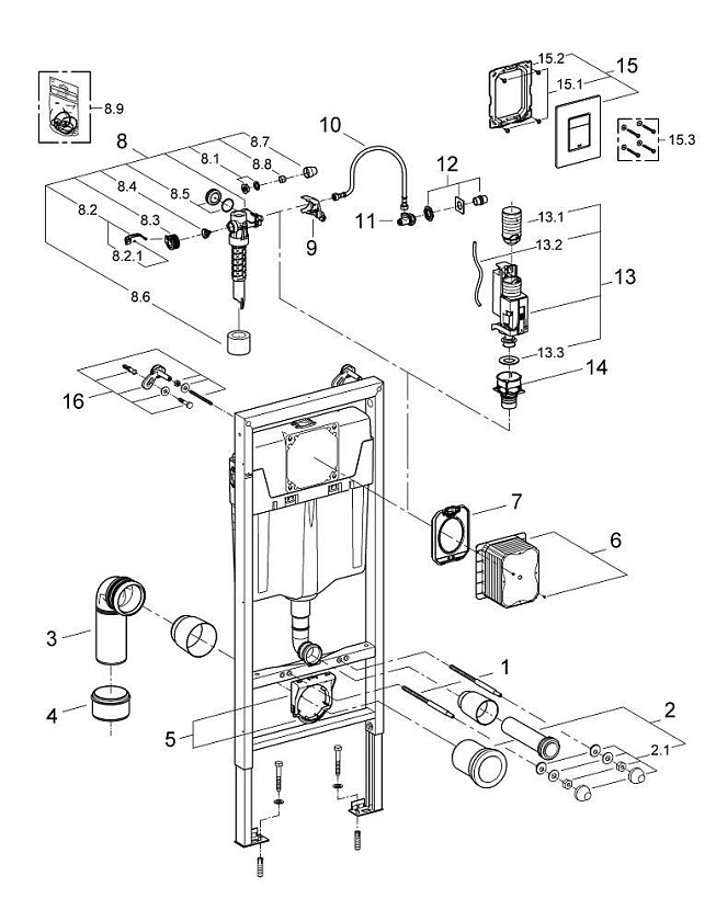 Инсталляция для унитаза Grohe Rapid SL 38772001, хром