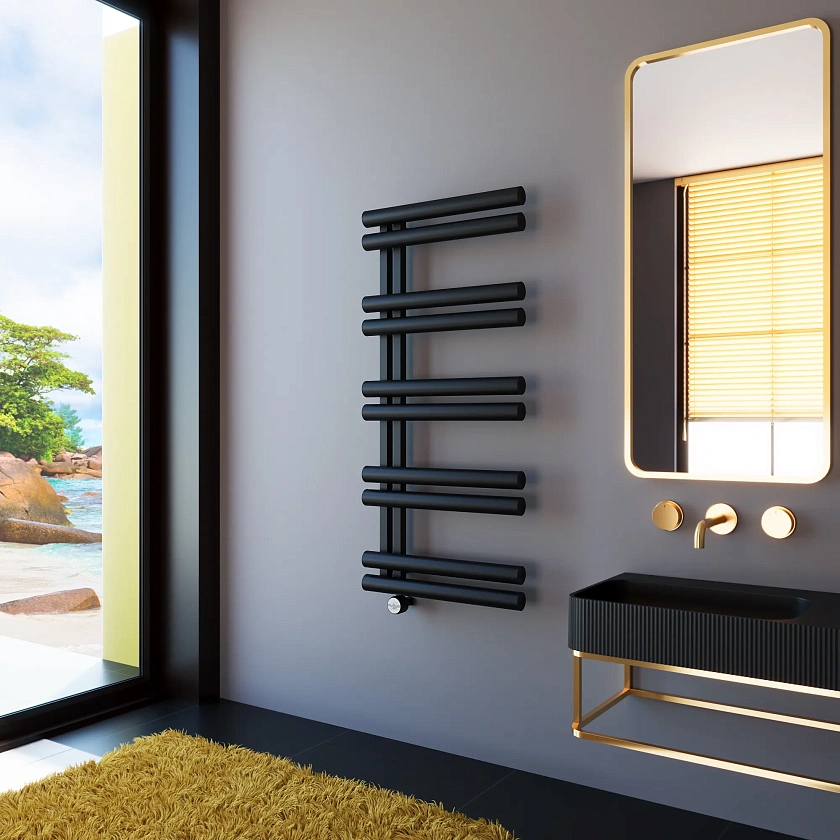 Полотенцесушитель электрический Grota Lato 530x1160 N RAL9005 EL Черный