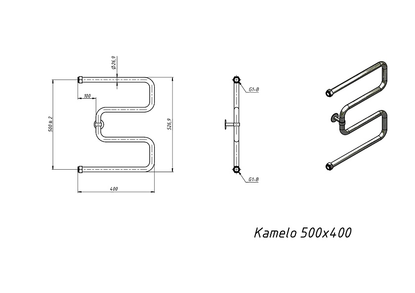 Полотенцесушитель водяной Grota Kamelo 500x400 NP Хром глянцевый