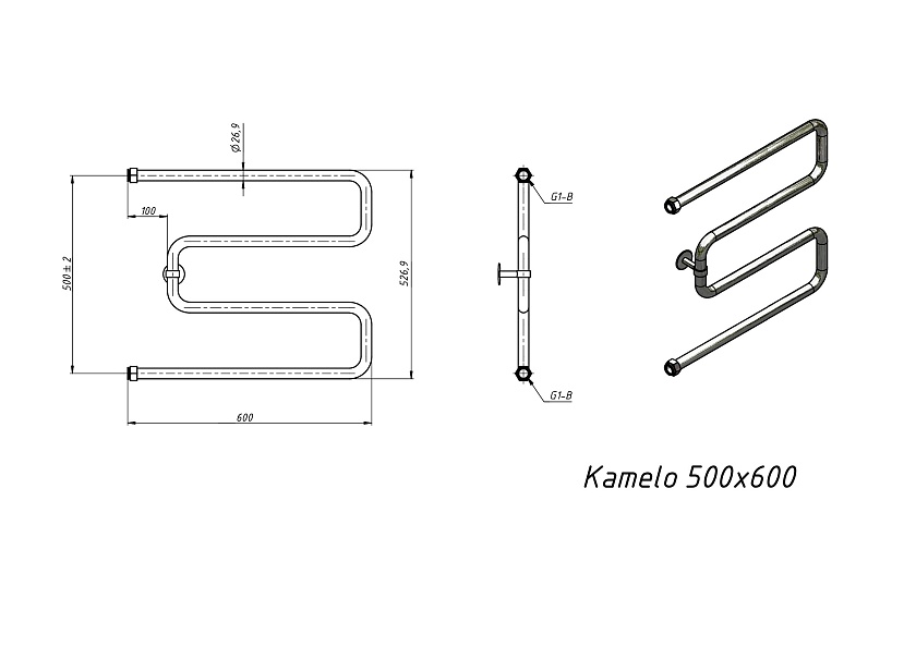 Полотенцесушитель водяной Grota Kamelo 500x600 NP Хром глянцевый