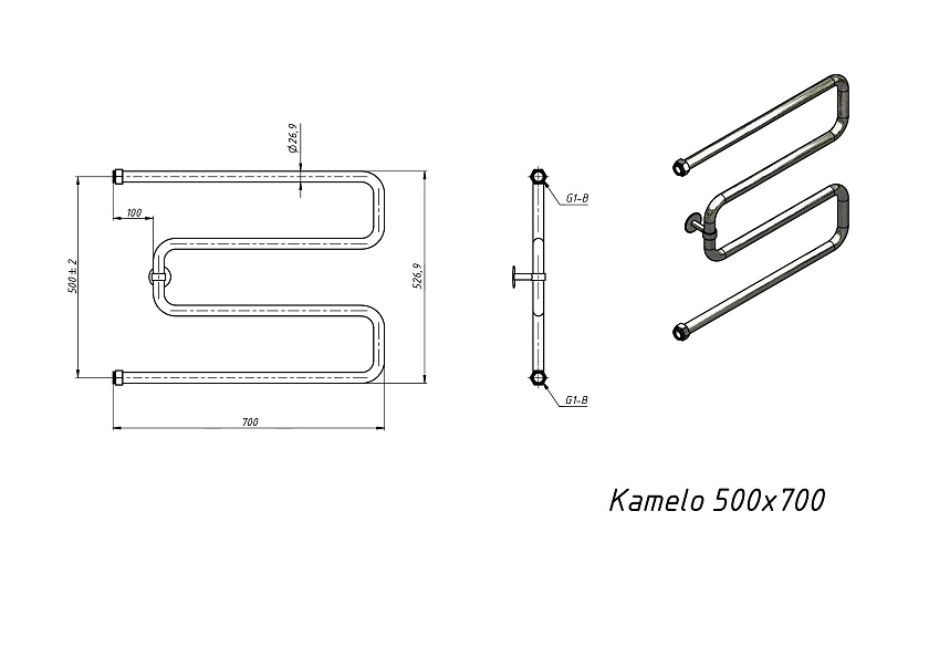 Полотенцесушитель водяной Grota Kamelo 500x700 NP Хром глянцевый