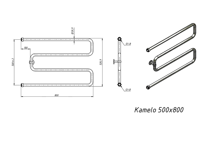 Полотенцесушитель водяной Grota Kamelo 500x800 NP Хром глянцевый