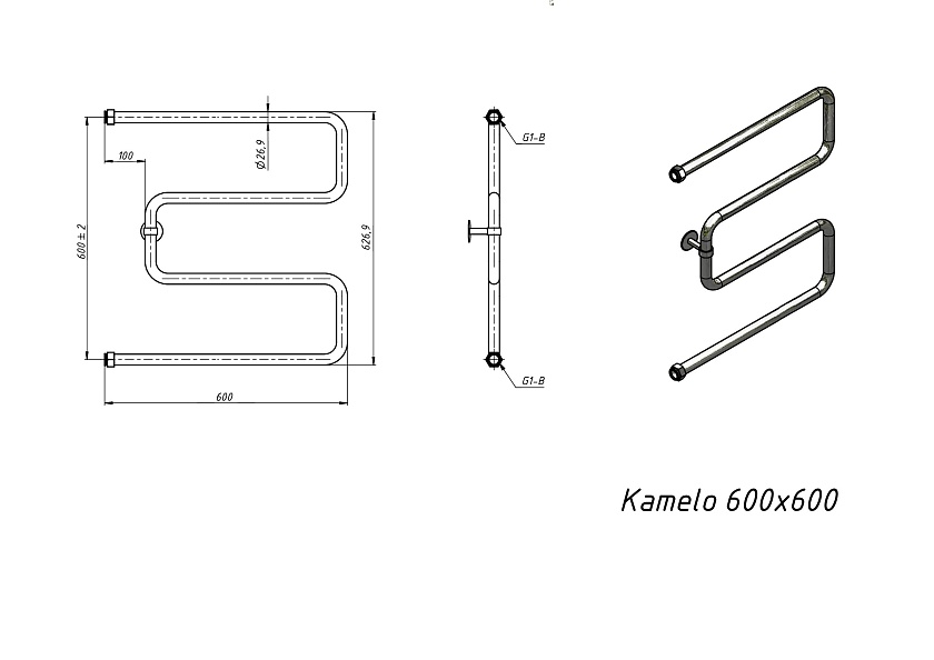 Полотенцесушитель водяной Grota Kamelo 600x600 NP Хром глянцевый
