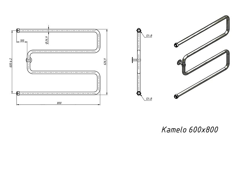 Полотенцесушитель водяной Grota Kamelo 600x800 NP Хром глянцевый