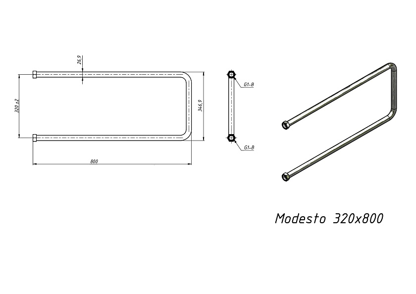 Полотенцесушитель водяной Grota Modesto 320x800 NP Хром глянцевый