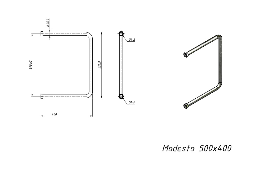 Полотенцесушитель водяной Grota Modesto 500x400 NP Хром глянцевый