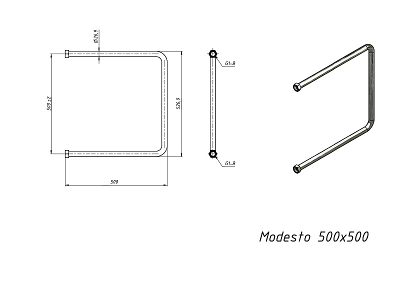 Полотенцесушитель водяной Grota Modesto 500x500 NP Хром глянцевый
