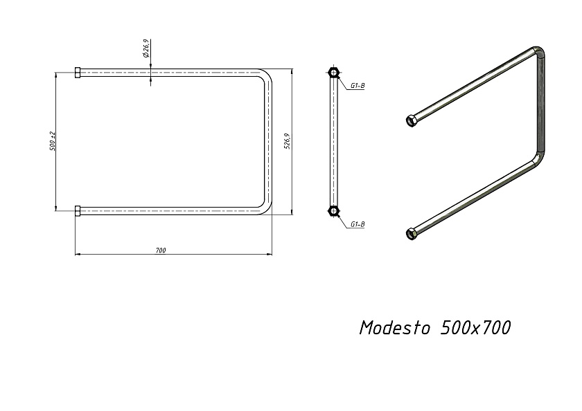 Полотенцесушитель водяной Grota Modesto 500x700 NP Хром глянцевый