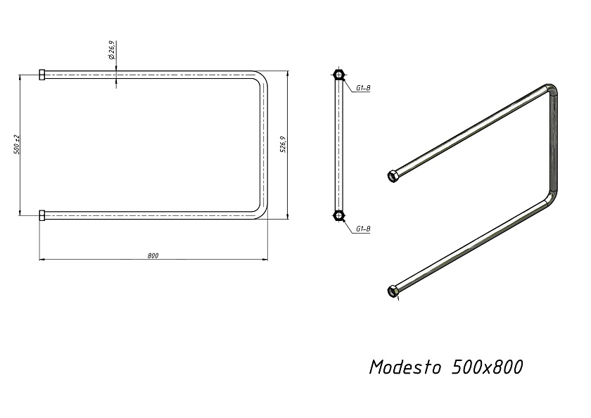 Полотенцесушитель водяной Grota Modesto 500x800 NP Хром глянцевый