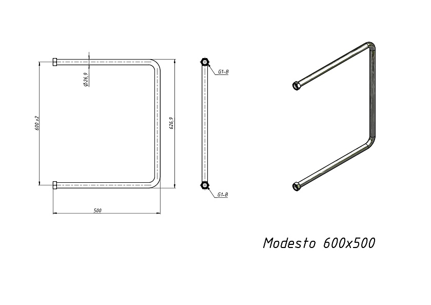 Полотенцесушитель водяной Grota Modesto 600x500 NP Хром глянцевый