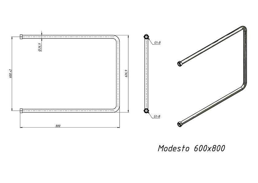 Полотенцесушитель водяной Grota Modesto 600x800 NP Хром глянцевый