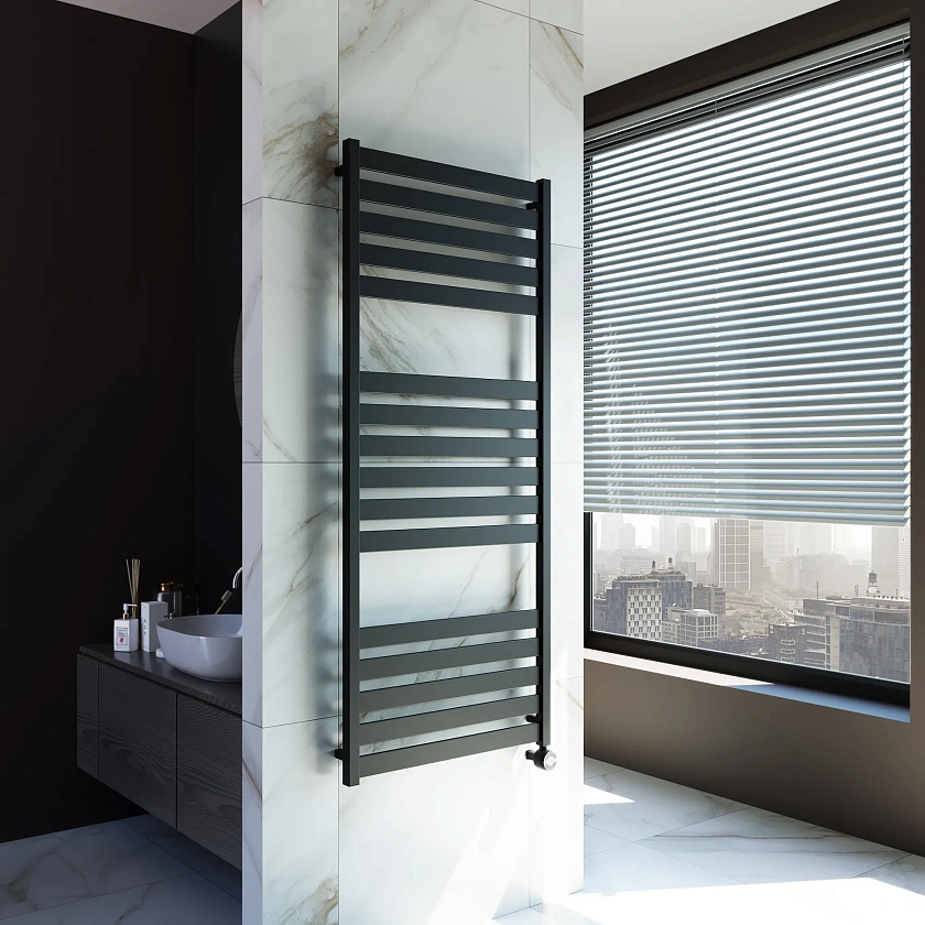 Полотенцесушитель электрический Grota Lux 630x1500 N RAL9005 EL Черный