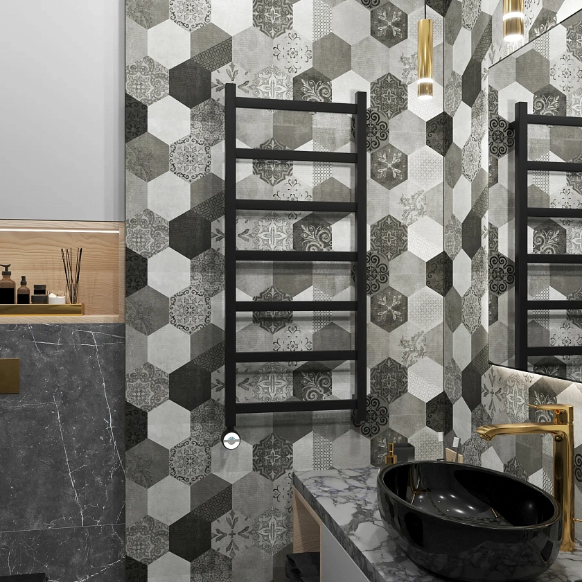 Полотенцесушитель электрический Grota Soffi 430x1000 NEL RAL9005 Черный