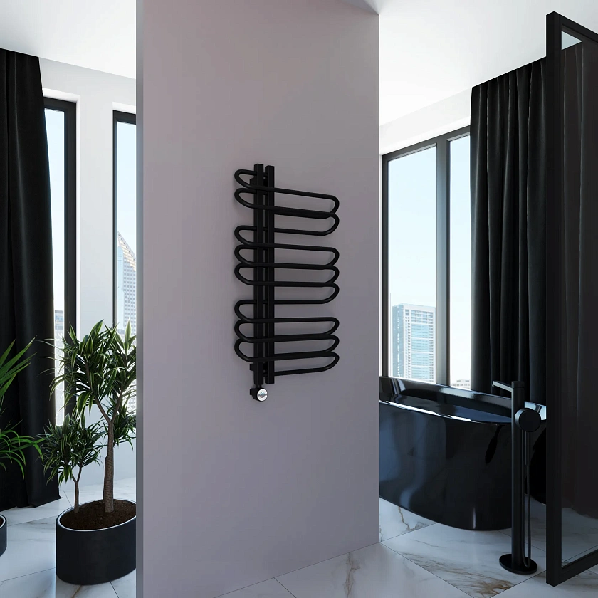 Полотенцесушитель электрический Grota Stelle L 500x900 N RAL9005 EL Черный