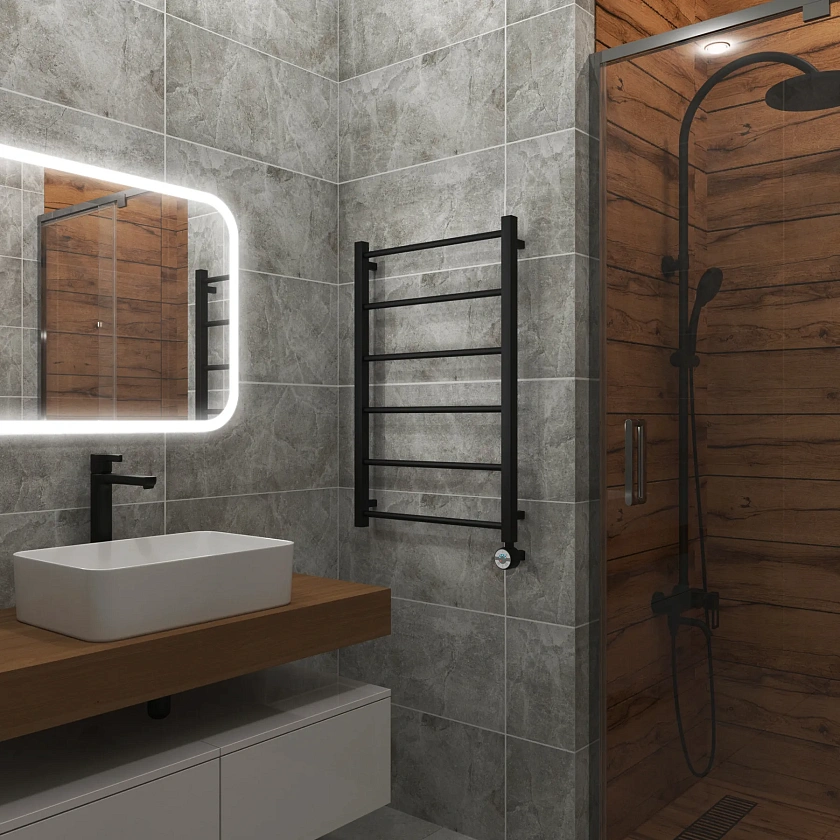 Полотенцесушитель электрический Grota Simple 530x800 N RAL 9005 EL Черный
